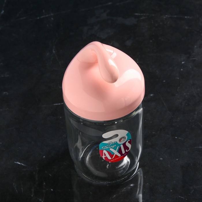 Банка для сыпучих продуктов &laquo;Аксис&raquo;, 500 мл, стеклянная, розовая крышка, Иран