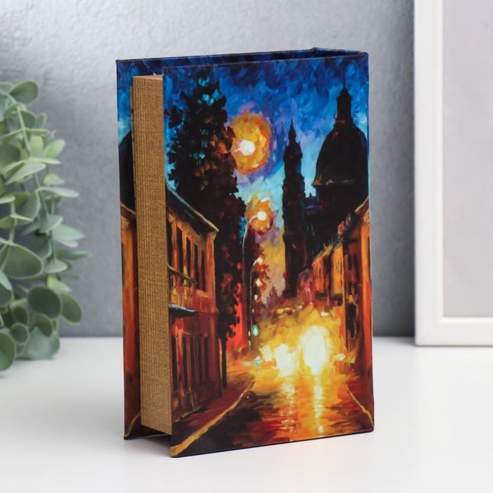 Сейф-книга дерево под шёлк "Улицы ночного города" 17х11х5 см