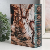 Шкатулка-книга дерево, кожзам "Корабль и карта" 6х15х20 см Шкатулка-книга дерево, кожзам "Корабль и карта" 6х15х20 см