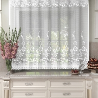 Тюль на кухню со шторной лентой, 155х220 см, цвет белый, 100% полиэстер Тюль на кухню со шторной лентой, 155х220 см, цвет белый, 100% полиэстер