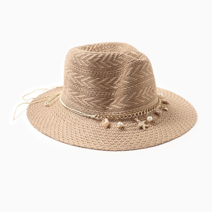Шляпа женская летняя MINAKU цв.бежевый, размер 56-58
