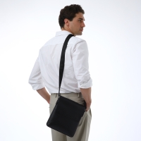 Сумка мужская через плечо TEXTURA, наружный карман, цвет чёрный