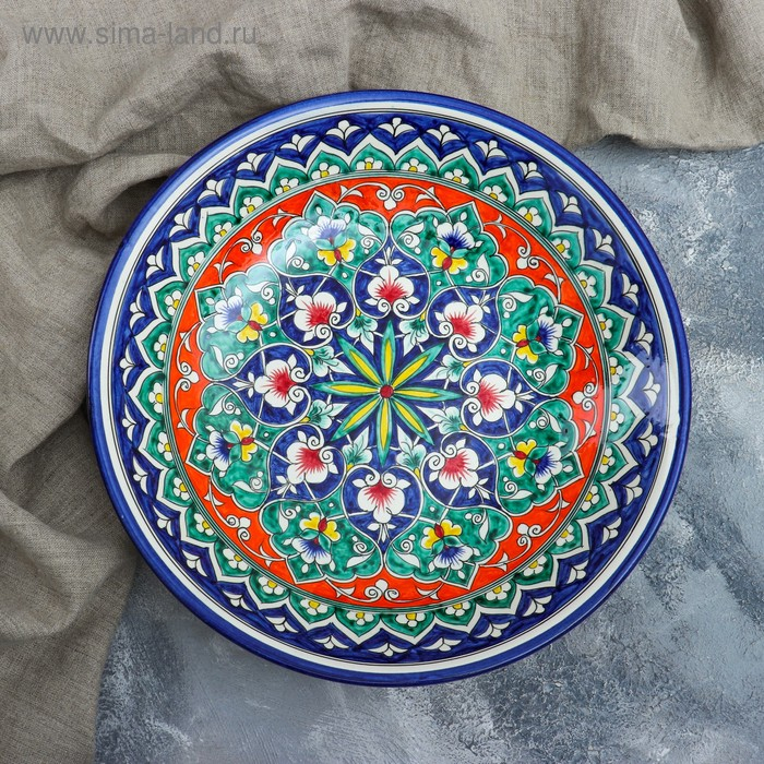 Ляган Риштанская Керамика Ляган Риштанская Керамика "Цветы", 33 см, синий