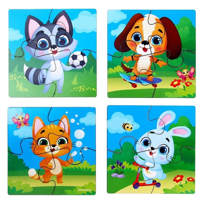 Пазл 4 в 1, 10х10 см Пазл 4 в 1, 10х10 см