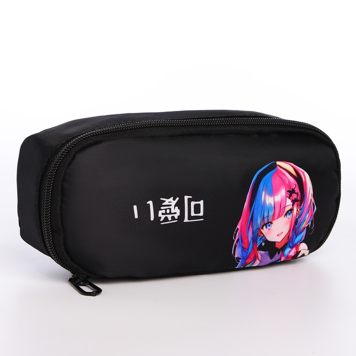 Рюкзак школьный с пеналом &laquo;Аниме девочка&raquo;, 42х28х13 см, цвет чёрный