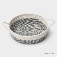 Корзина для хранения плетёная ручной работы LaDо́m &laquo;Визави&raquo;, с ручками,34&times;25&times;7 см, цвет серый