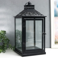 Подсвечник металл, стекло "Этна" чёрный набор 2 шт 19х19х39 см, 14х14х27 см Подсвечник металл, стекло "Этна" чёрный набор 2 шт 19х19х39 см, 14х14х27 см