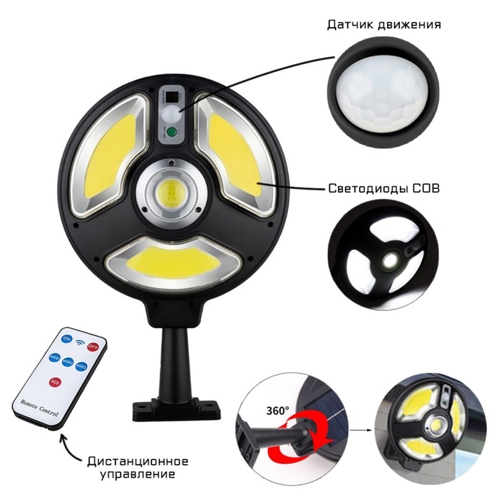 Фонарь настенный аккумуляторный, 30 Вт, 1600 мАч, IP65, датчик движения, солнечная батарея Фонарь настенный аккумуляторный, 30 Вт, 1600 мАч, IP65, датчик движения, солнечная батарея