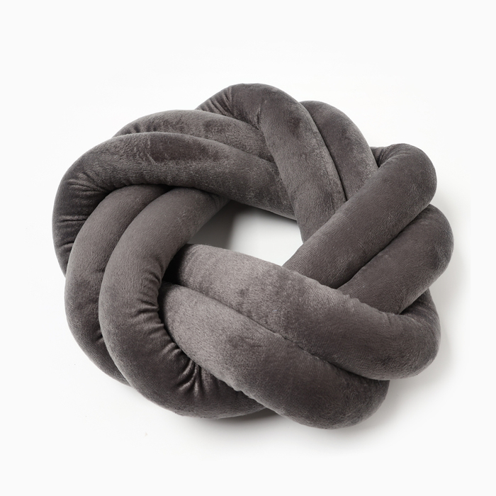 Подушка-узел &laquo;Этель&raquo;, d=33см, цвет серый, велюр