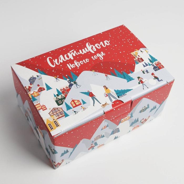Коробка подарочная новогодняя складная &laquo;Зимний город&raquo;, 22 х 15 х 10 см, Новый год