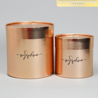 Набор золотых шляпных коробок 2 в 1, упаковка подарочная, «Поздравляю», 12 х 12, 15 х 15 см Набор золотых шляпных коробок 2 в 1, упаковка подарочная, «Поздравляю», 12 х 12, 15 х 15 см