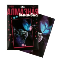 Алмазная мозаика с частичным заполнением на картонной основе «Котик и бабочка», 21 х 30 см Алмазная мозаика с частичным заполнением на картонной основе «Котик и бабочка», 21 х 30 см