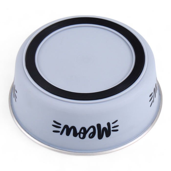 Миска с силиконовым основанием Миска с силиконовым основанием "Мяу", серая, 500 мл