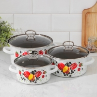 Набор кастрюль &laquo;Сластёна&raquo;, 3 предмета: 1,9 л, 2,5 л, 3,7 л, крышки, индукция