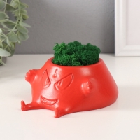 Кашпо бетонное "Злобный смех" со мхом 6,5*12,5см красный (мох зеленый стабилизированный) Кашпо бетонное "Злобный смех" со мхом 6,5*12,5см красный (мох зеленый стабилизированный)