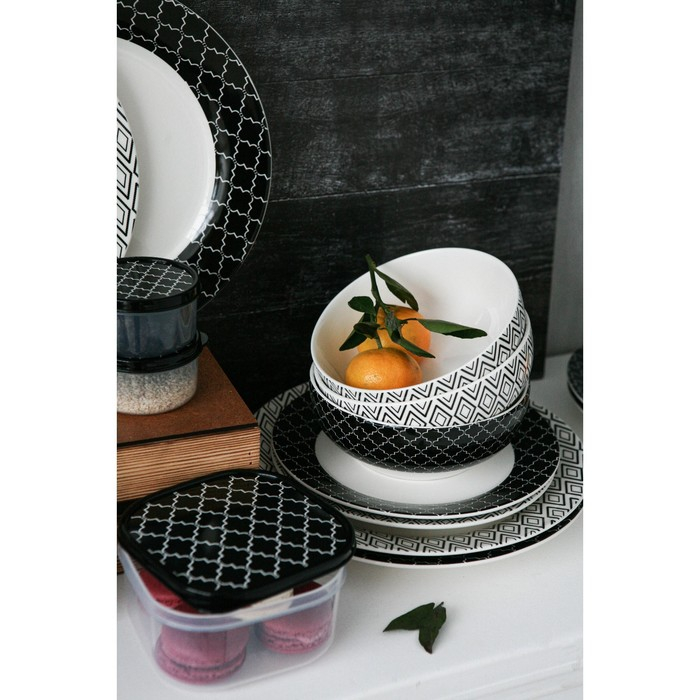 Салатник фарфоровый Доляна &laquo;Марокко&raquo;, 600 мл, d=15,5 см, цвет чёрный