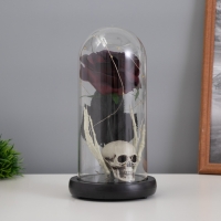 Светильник колба «Череп с розой» 1,5Вт, LED, 3xAAA, черный USB 11х11х21см Светильник колба «Череп с розой» 1,5Вт, LED, 3xAAA, черный USB 11х11х21см