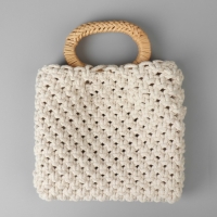 Ручки для сумок деревянные, плетёные, d = 9,8 &times; 5,9 / 13,5 &times; 9,5 см, 2 шт, цвет бежевый