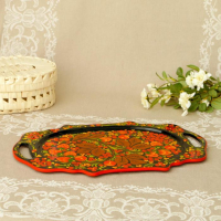 Поднос &laquo;Хохлома&raquo;, средний, ручная роспись, микс