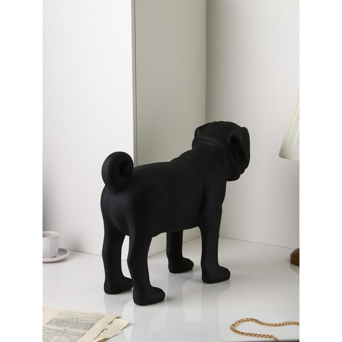 Фигура &laquo;Мопс&raquo;, полистоун, 48 см, цвет чёрный матовый
