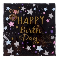 Салфетки бумажные &laquo;С днём рождения&raquo;, 33х33 см, набор 20 шт., цвет чёрный