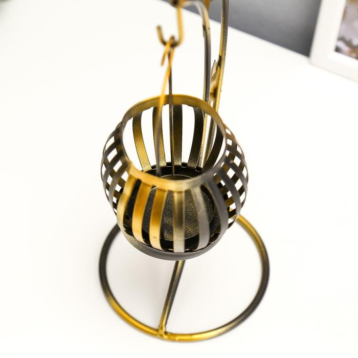 Подсвечник металл,  на 1 свечу "Звёзды" чёрная с золотом 24,5х11х11 см