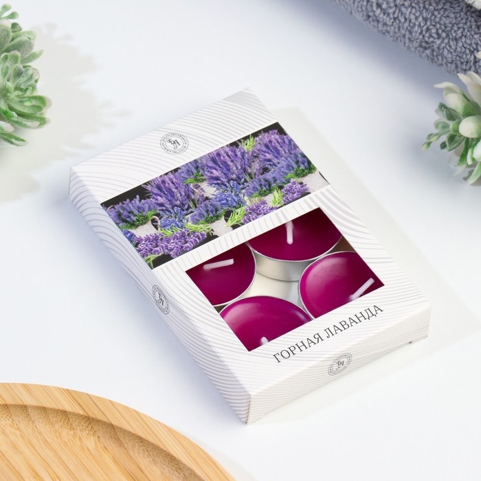 Набор чайных свечей ароматизированных Набор чайных свечей ароматизированных "Горная лаванда" в подарочной коробке, 6 шт