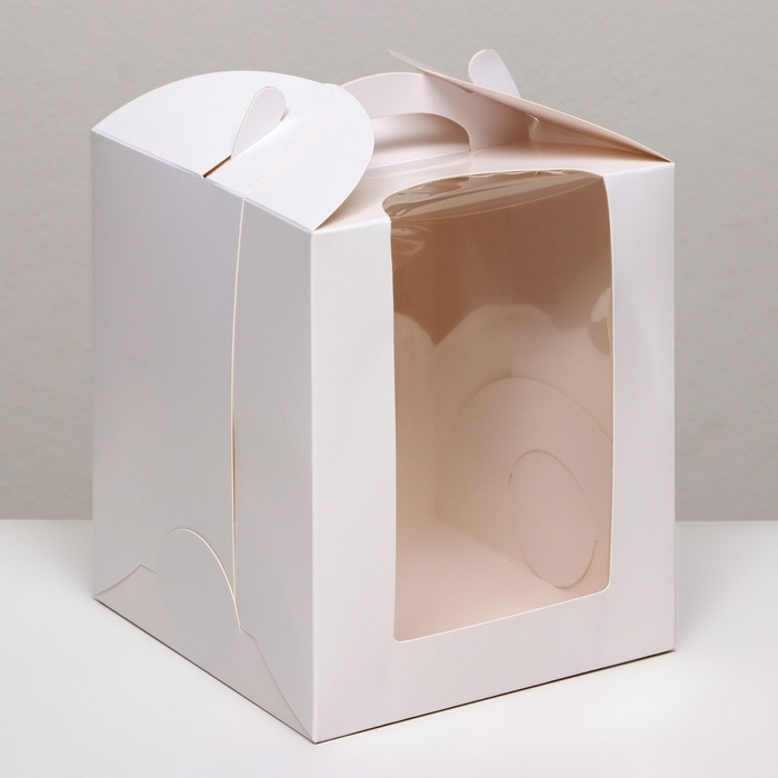 Коробка под бенто-торт с окном, белая, 15 × 15 × 18 см Коробка под бенто-торт с окном, белая, 15 × 15 × 18 см