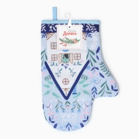 Новый год.Варежка-прихватка Доляна "Зимний сад" 20х28 см, 35% хл, 65% пэ, ватин 250 г/м2