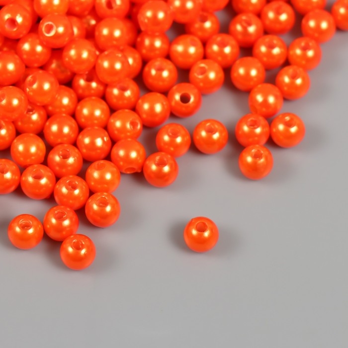 Набор бусин "Жемчуг" d 6 мм, 250 гр, морковный