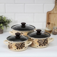 Набор кастрюль &laquo;Техас-1-Экстра&raquo;, 3 предмета: 1,5 л, 2 л, 3 л, крышки, индукция