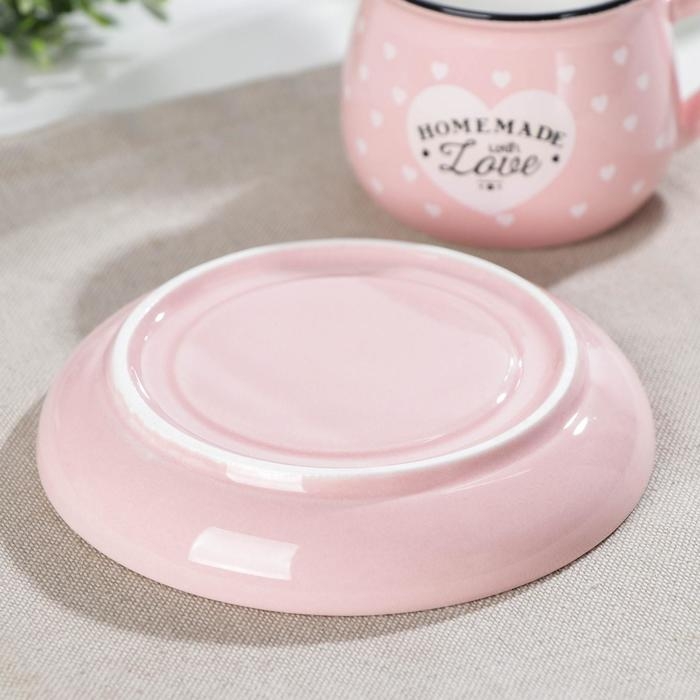 Кофейная пара керамическая &laquo;Уютный дом&raquo;, 2 предмета: чашка 180 мл, блюдце d=12,5 см, цвет МИКС