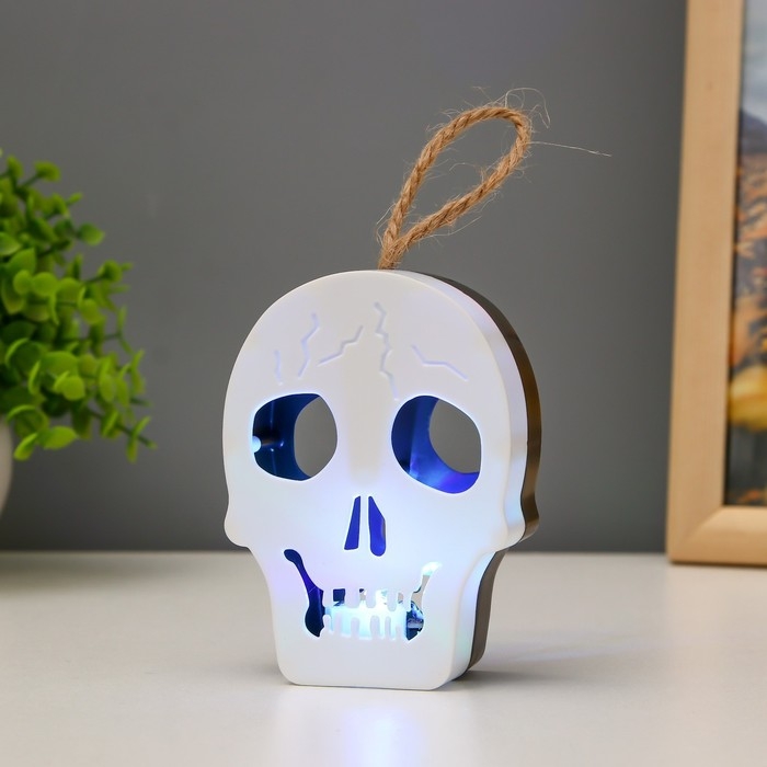 Ночник "Череп" LED 1Вт RGB от батареек LR1130  бело-черный 9,5х4х5см RISALUX