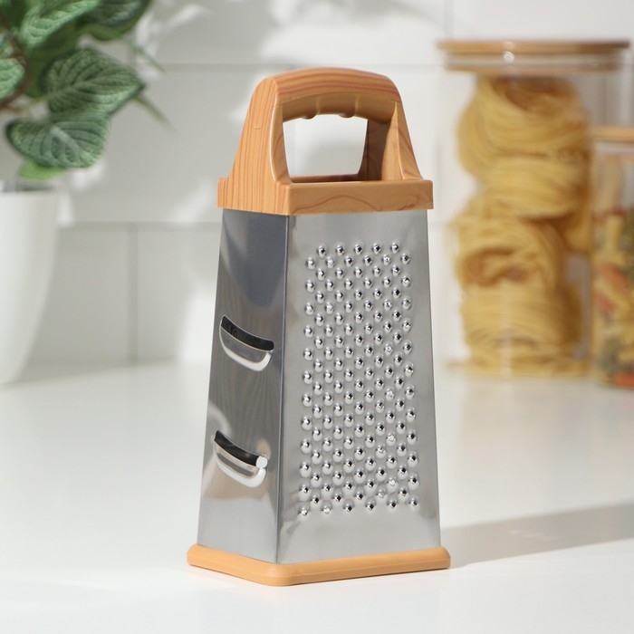 Тёрка четырёхгранная Доляна &laquo;Деревенька&raquo;, 22&times;9 см, цвет коричневый