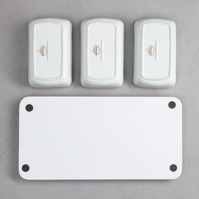 Менажница «Волна», 3 шт:400 мл, деревянное основание, фарфор, Иран Менажница «Волна», 3 шт:400 мл, деревянное основание, фарфор, Иран