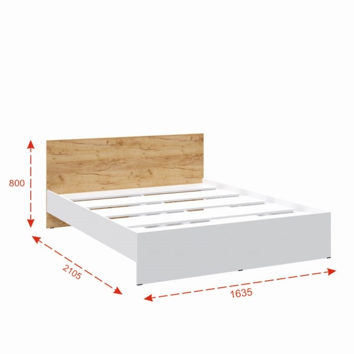 Кровать, 1635х2032х800, Дуб крафт золотой (Спальня Ронда)