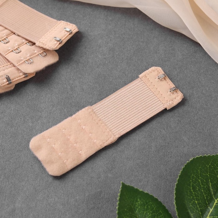 Застёжка-удлинитель для бюстгальтера, 3 ряда 2 крючка, 3,2 &times; 10,5 см, 5 шт, цвет бежевый