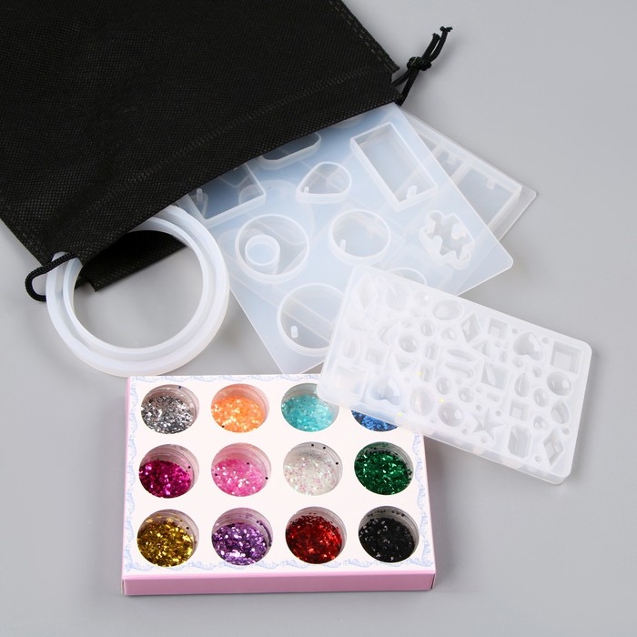 Набор силиконовых молдов и аксессуаров, для эпоксидной смолы Набор силиконовых молдов и аксессуаров, для эпоксидной смолы