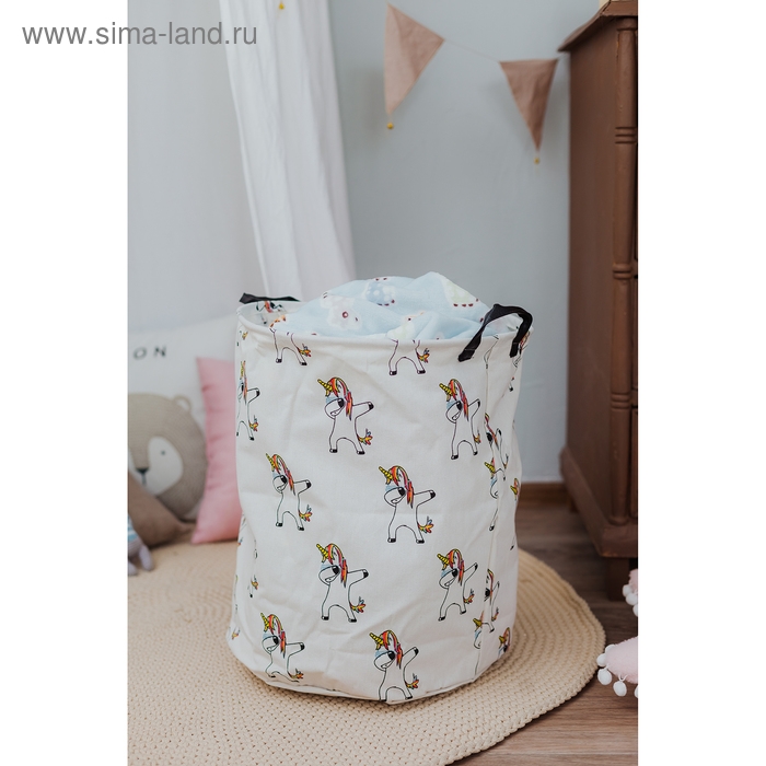 Корзина бельевая текстильная Доляна &laquo;Единороги&raquo;, 40&times;40&times;48,5 см