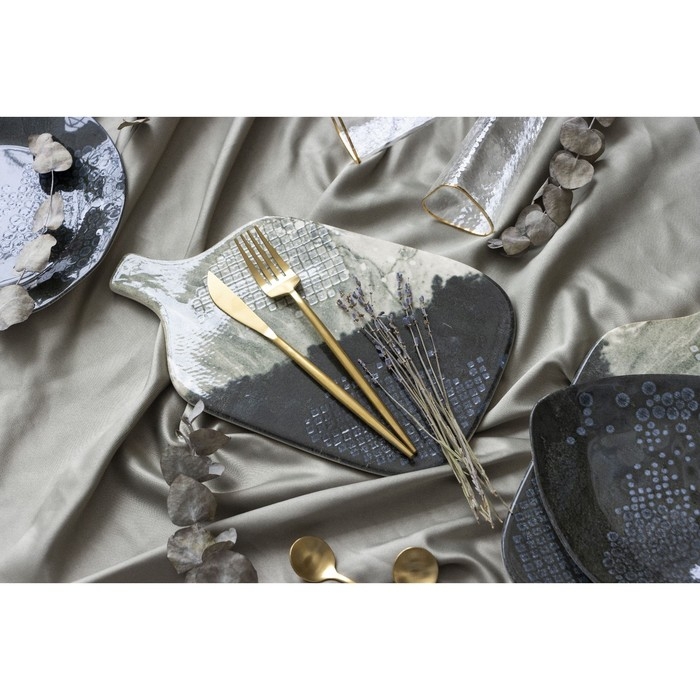 Блюдо керамическое &laquo;Стоун&raquo;, 29.7х17.5 см, цвет серый