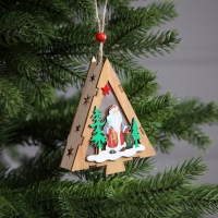 Ёлочная игрушка «Ёлочка с Дедом Морозом», от батареек, свечение тёплое белое Ёлочная игрушка «Ёлочка с Дедом Морозом», от батареек, свечение тёплое белое