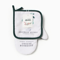 Набор кух."Денежное дерево" варежка-прих.20х27см, прихватка 17х17см 100% п/э Набор кух."Денежное дерево" варежка-прих.20х27см, прихватка 17х17см 100% п/э