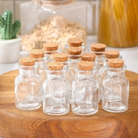 Набор баночек стеклянных для специй с пробковой крышкой Доляна &laquo;Парфе&raquo;, 40 мл, 4&times;6,6 см, 12 шт