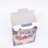 Новый год. Подарочная коробка новогодняя Ярмарка синий 18,5 х 10 х 30,5 см.