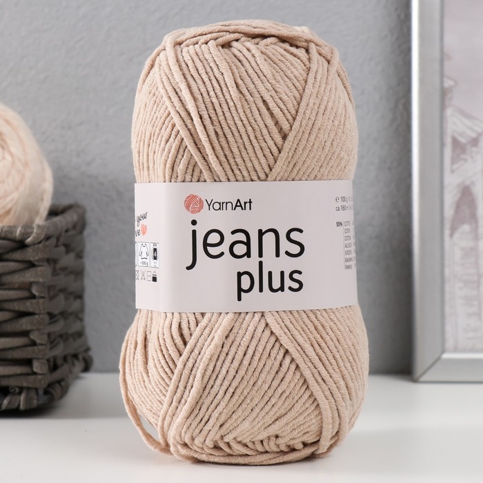 Пряжа Пряжа "Jeans plus" 55% хлопок, 45% акрил 160м/100гр (87 св.беж)