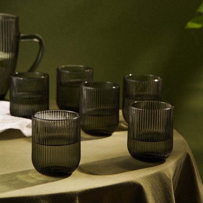 Набор стаканов стеклянный SL Home &laquo;Модерн&raquo;, 260 мл, 7,5&times;9,5 см, цвет графитовый