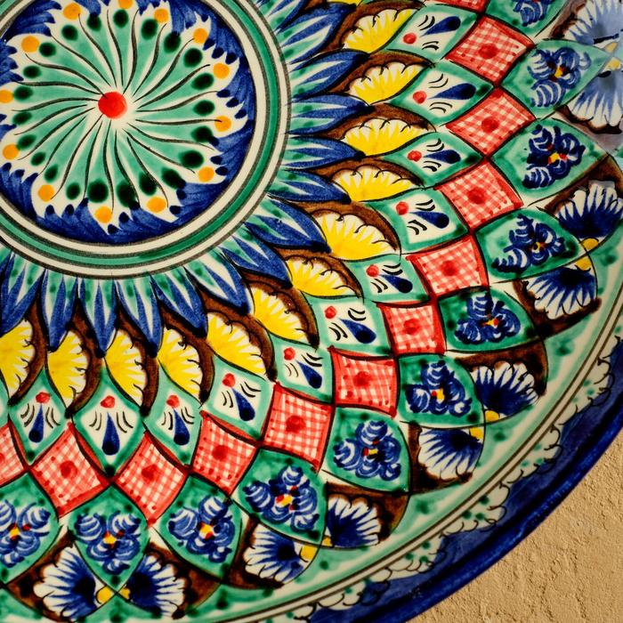 Ляган Риштанская Керамика Ляган Риштанская Керамика "Узоры", 32 см, синий