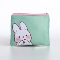 Кошелек детский текстильный "Зайчик", 11х9х0,5 см, цвет мятный Кошелек детский текстильный "Зайчик", 11х9х0,5 см, цвет мятный