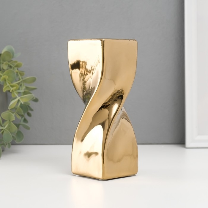 Подсвечник керамика на 1 свечу Подсвечник керамика на 1 свечу "Изгиб" d=3,5 см золото 6,5х6,5х17,5 см