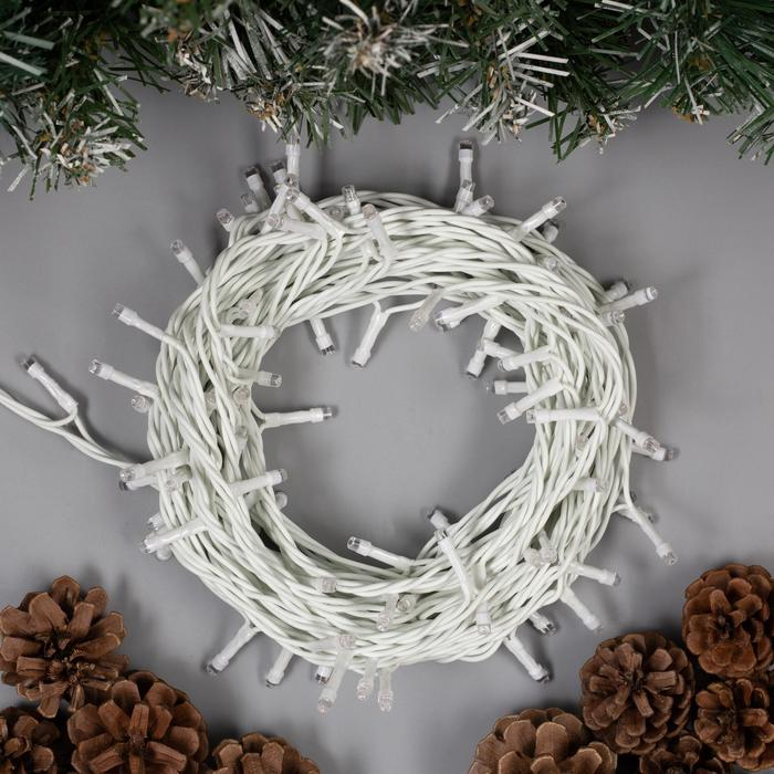 Гирлянда &laquo;Нить&raquo; 10 м, IP44, белая нить, 100 LED, свечение фиолетовое, 8 режимов, 220 В